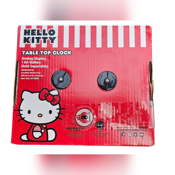 Sanrio Hello Kitty Small Table Top Clock Red Bow & White Face Wall Decor - Picture 2 of 6